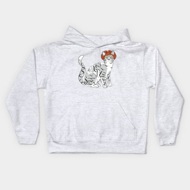 Cat in Ginger Wig Kids Hoodie by Shadoodles